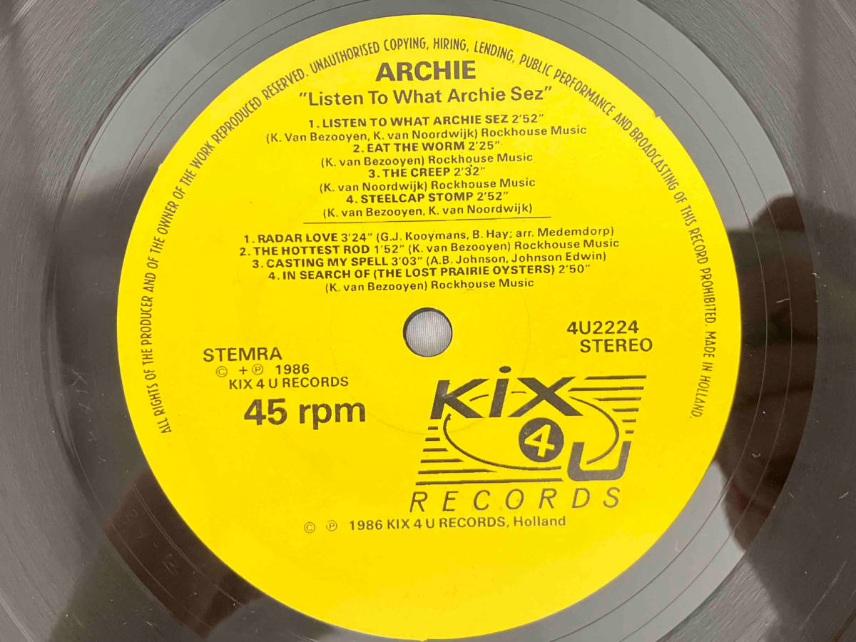 レコード　Archie アーチー　Listen To What Archie Sez KIX 4U RECORDS 2221_画像4
