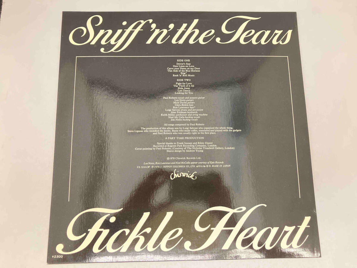 レコード　不実…… Tickle heart スニッフ&ザ・ティアーズ Sniff 'n' the Tears YX-7233-CW_画像2