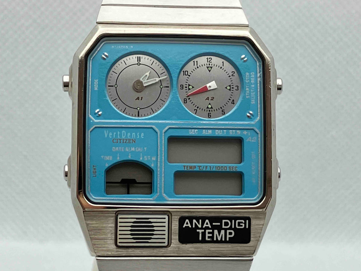 【ジャンク】　CITIZEN 8987-Q01580 アナデジ　ライトブルー文字盤 腕時計　1999個限定