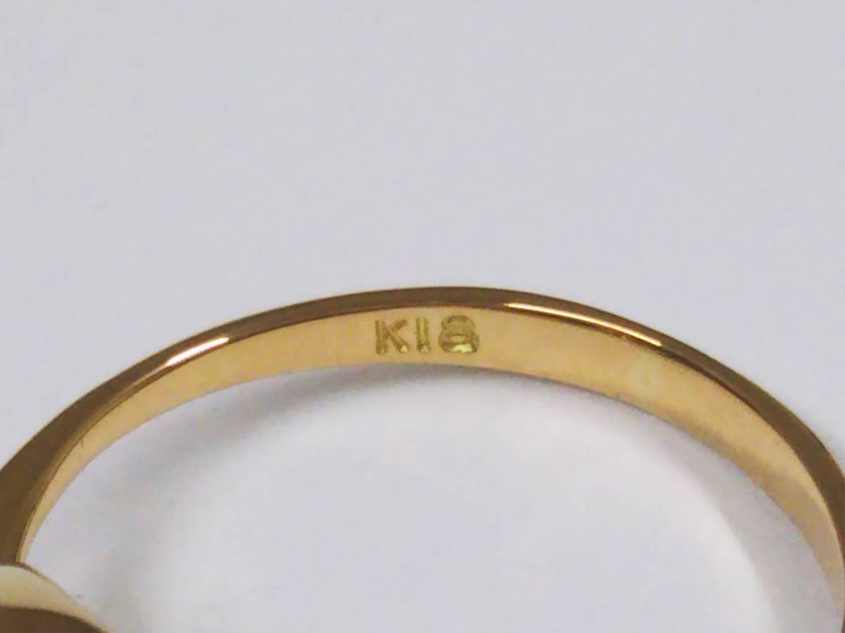 【クリーニング済】K18 ゴールド リング 総重量約2.9g 約7号 青石 透明石 デザインリング 指輪の画像6