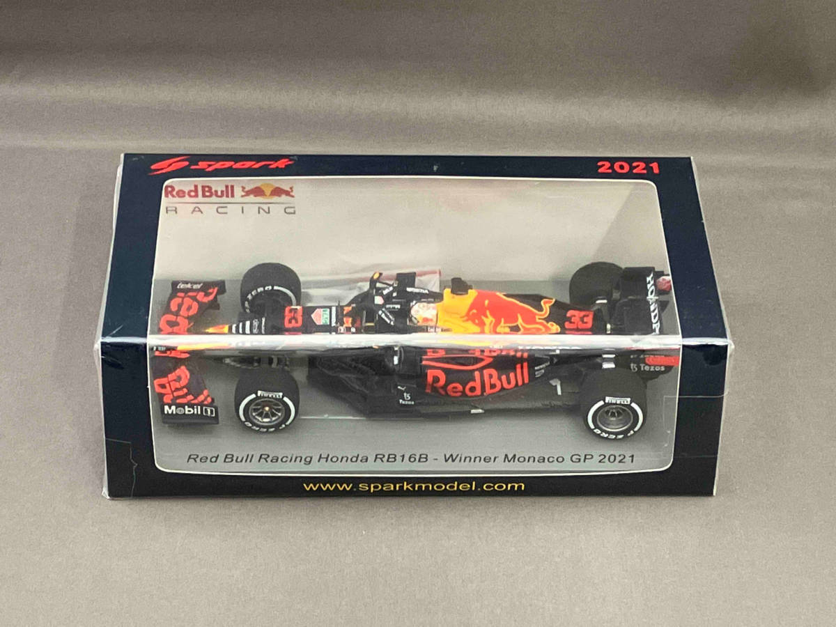 レーシングカー Spark model 1/43 Red Bull Racing Honda RB16B No.33 Red Bull Racing Winner Monaco GP 2021 Max Verstappen With No.1 Board