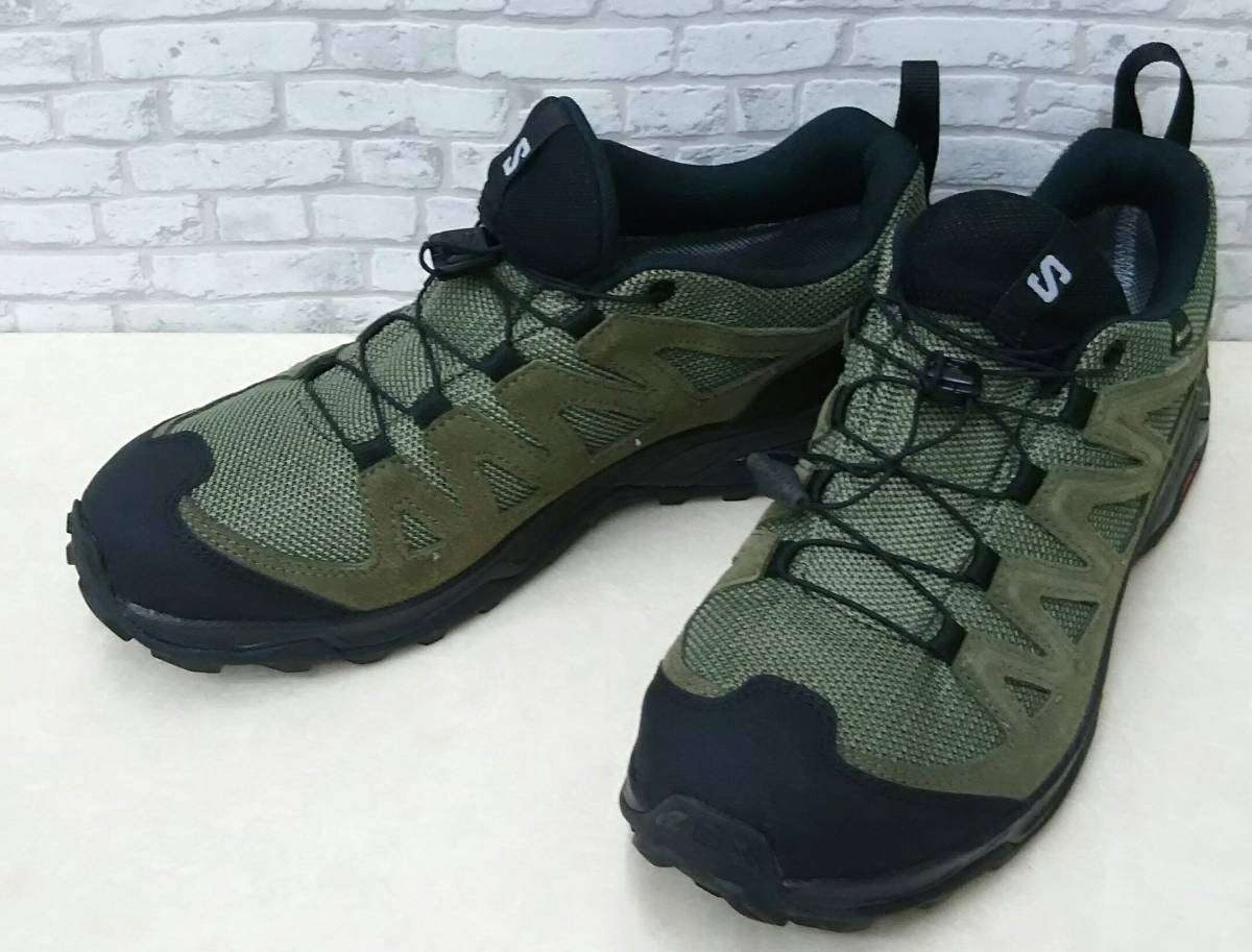 SALOMON サロモン X WARD LEATHER GORE-TEX 471822 トレッキングシューズ 登山靴 アウトドア 防水 メンズ 26cm カーキ×ブラック_画像1