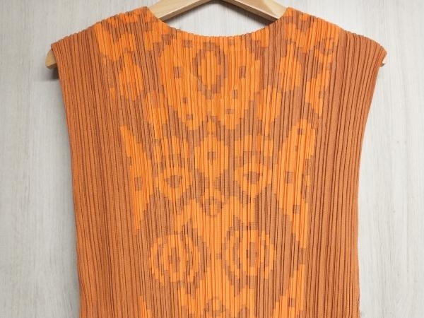 PLEATS PLEASE ISSEY MIYAKE PP51-JT535 size 3 no sleeve tunic One-piece orange pleat pulley z Issey Miyake total pattern 
