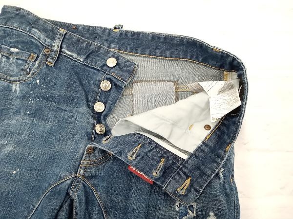 [ Италия производства ]D-SQUARED2 Dsquared повреждение обработка тонкий Denim брюки джинсы размер 46 индиго голубой магазин квитанция возможно 