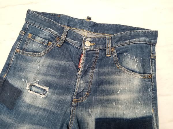 [ Италия производства ]D-SQUARED2 Dsquared повреждение обработка тонкий Denim брюки джинсы размер 46 индиго голубой магазин квитанция возможно 