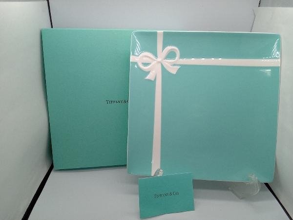 手数料安い TIFFANY&Co. プレート ブルーボックス 24.5cm 角皿 リボン