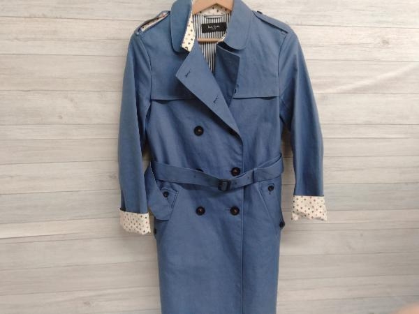 PAUL SMITH RUBBER PULL COAT BULE DOT PATTERN ポール・スミス ゴム引き ブルー 裏地スクエアドット トレンチ サイズ40