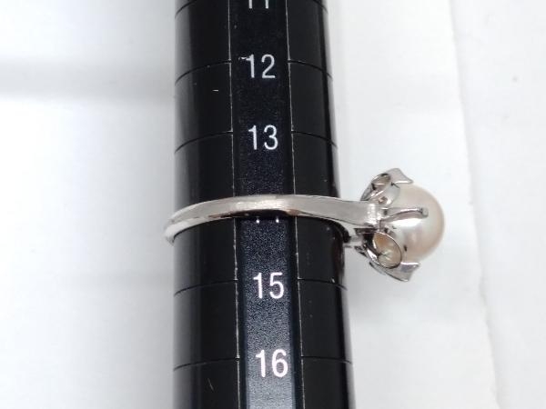 【新品仕上げ済/ソーティング付】 K14WG 真珠 パール リング 約14号 3.2gの画像6