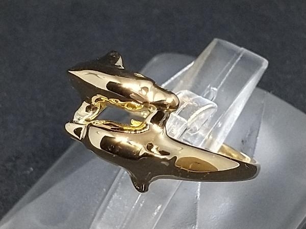 ○日本正規品○ 12号 イルカモチーフリング K18 仕上済み ドルフィン