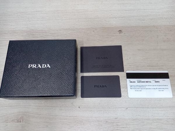 PRADA プラダ 1ML025 コインケース 小銭入れ サフィアーノメタル ブラック×ゴールド L字ファスナー レディース財布 店舗受取可_画像9