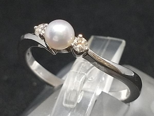 【ラッピング不可】 リング デザイン パール WG 18金 K18 指輪 店舗受取可 #11.5 2.6g ホワイトゴールド ホワイトゴールド