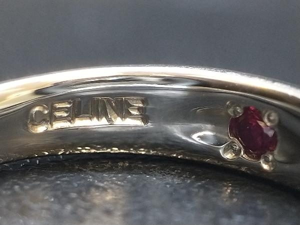 CELINE セリーヌ Pt1000 レッド 赤石 プラチナ リング 指輪 0.02ct 5.0g #6 店舗受取可の画像4