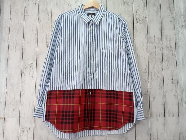 COMME des GARCONS HOMME PLUS コムデギャルソンオムプリュス 20AW ストライプxチェック切替 長袖シャツ RF-B012 M 店舗受取可_画像1