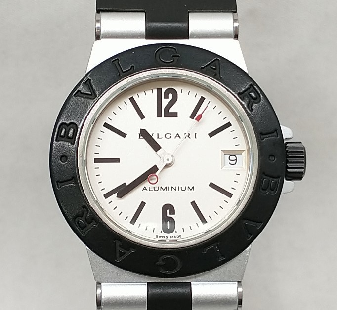 ブルガリ クォーツ アルミニウム AL32TA ホワイト文字盤 デイト L32418 メンズ腕時計 BVLGARI ALUMINUM