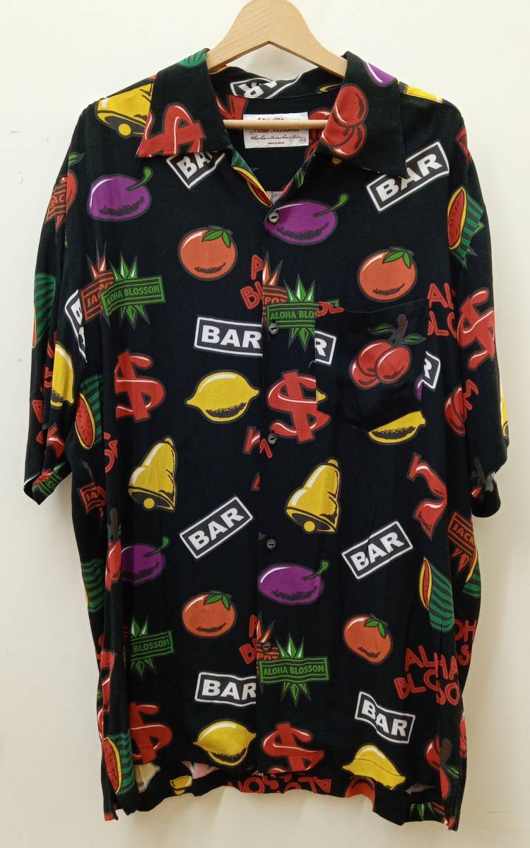 【初回限定】 Aloha Blossom ジャックポット ブラック 半袖シャツ アロハシャツ (44) メンズ Lサイズ