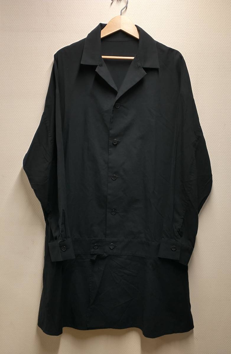 Y’s ワイズ Yohji Yamamoto ヨウジヤマモト 長袖ワンピース ロングシャツ ブラック コットン 日本製 YX-B04-030 店舗受取可