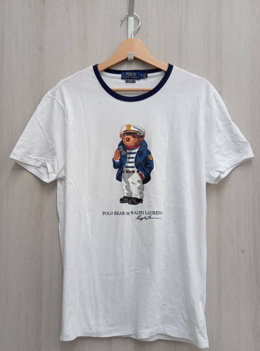 POLO RALPH LAUREN 半袖Tシャツ Lサイズ ホワイト ポロベアー リンガーネック