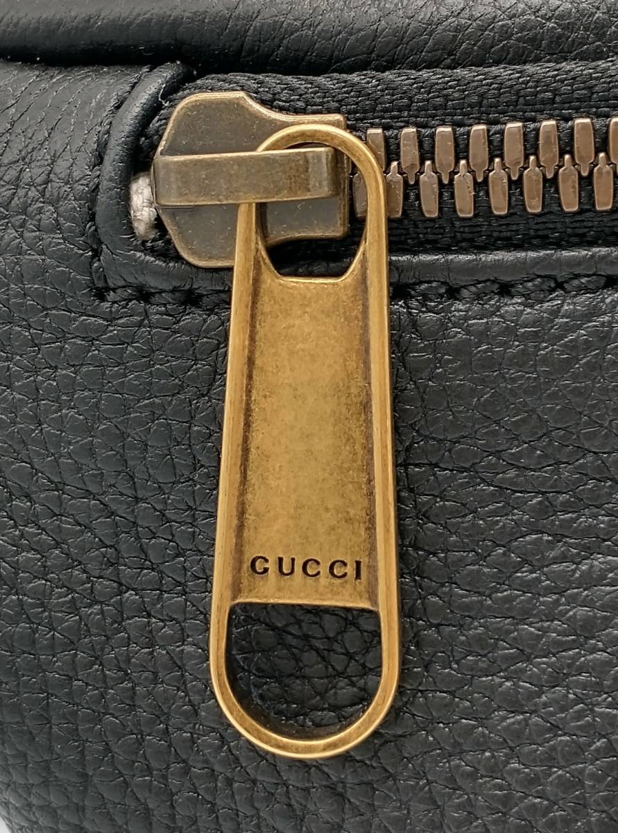 GUCCI 527792 スモールプリント ボディバッグ レザー ブラック 保存袋付き グッチ_画像3