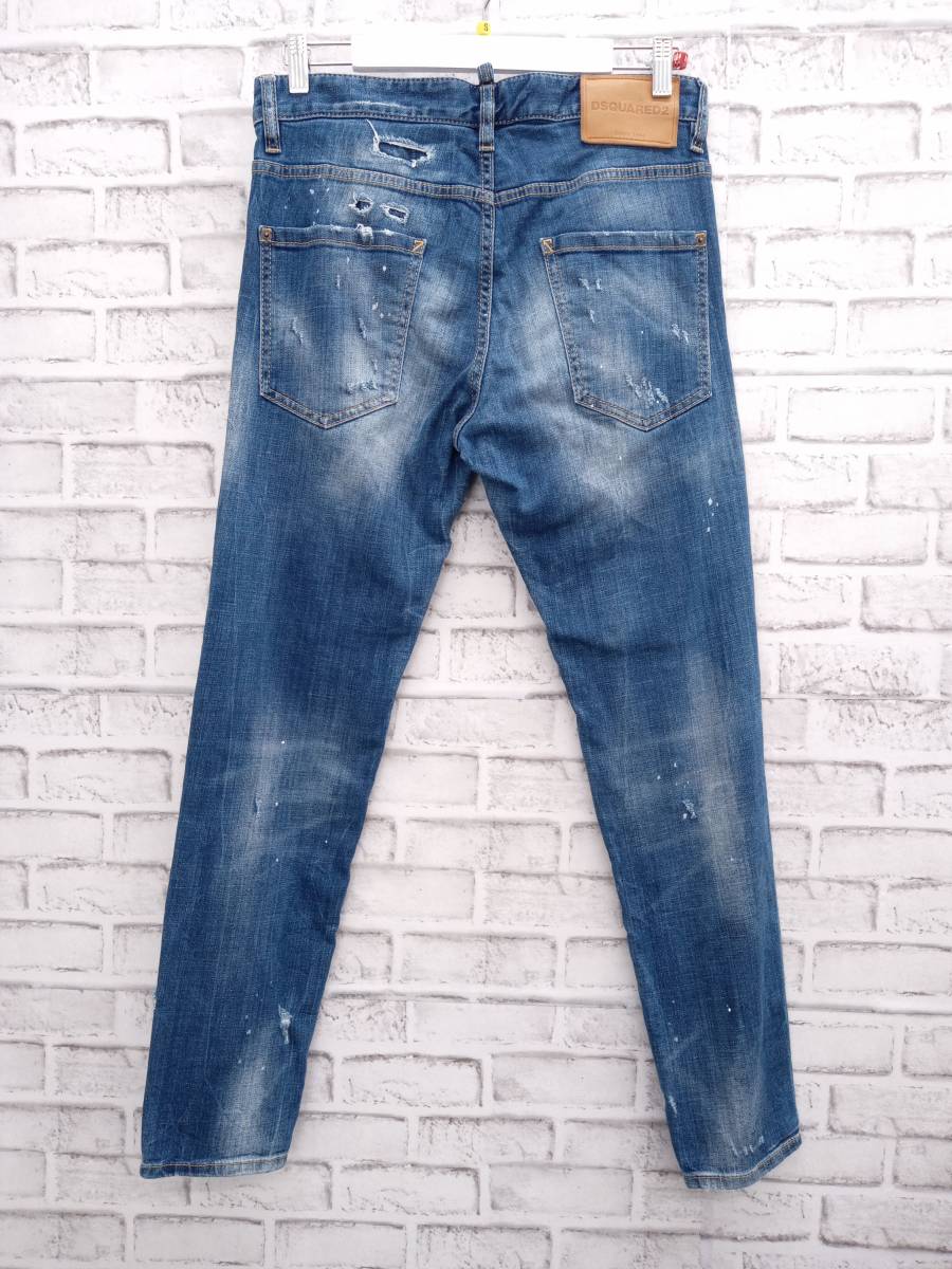 [ Италия производства ]D-SQUARED2 Dsquared повреждение обработка тонкий Denim брюки джинсы размер 46 индиго голубой магазин квитанция возможно 