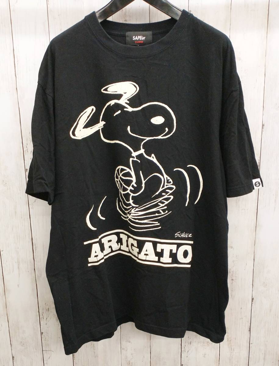 海外並行輸入正規品 SAPEur /半袖プルオーバーTシャツ/サプール/スヌーピー/ クルーネック/ARIGATO/ロゴプリント/XL/夏 イラスト、キャラクター 海外並行輸入正規品 SAPEur /半袖プルオーバーTシャツ/サプール/スヌーピー/ クルーネック/ARIGATO/ロゴプリント/XL/夏 イラスト、キャラクター