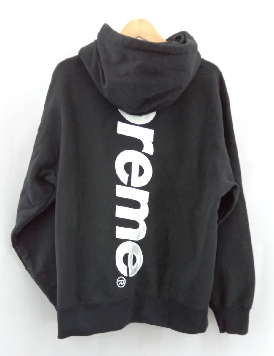 ★ Supreme シュプリーム 22AW satin applique hooded パーカー 裏起毛 サイズL ブラック 冬_画像2