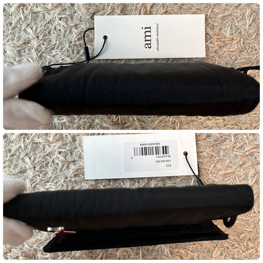 未使用】AMI Paris ハートロゴ 三つ折り財布 ブラック 入手困難-