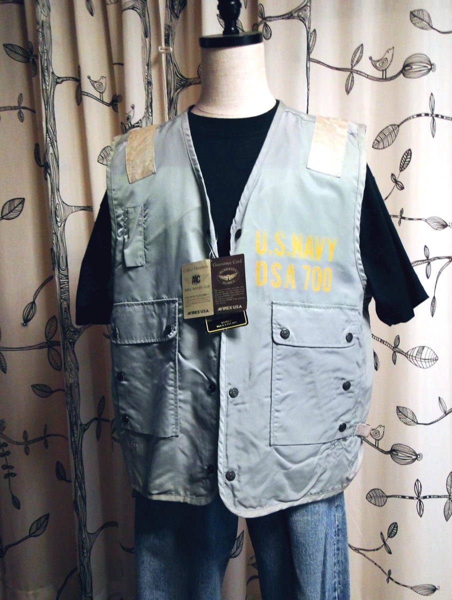 90's デッドストック AVIREX アビレックス ラジオベスト U.S.NAVY Vest NAVY 送料込