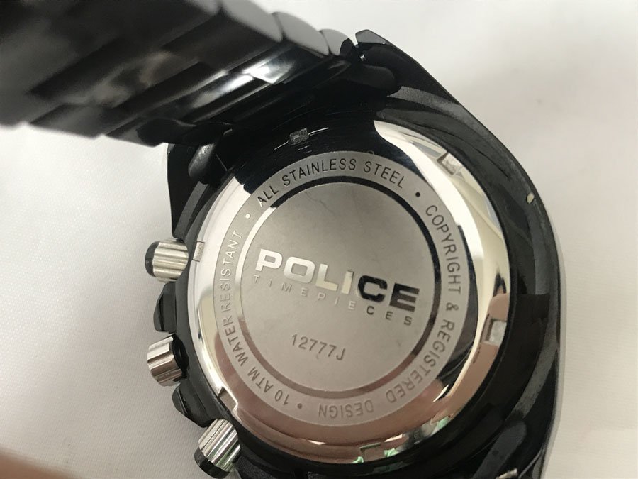 ☆動作品☆POLICE ポリス 12777J メンズ クォーツ 腕時計 箱付き 黒