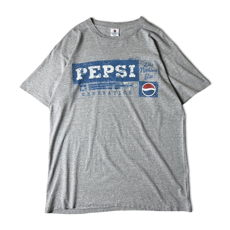 90s USA製 PEPSI ロゴ プリント 半袖 Tシャツ XL / 90年代 アメリカ製 オールド 企業物 ペプシ 霜降り グレー シングル