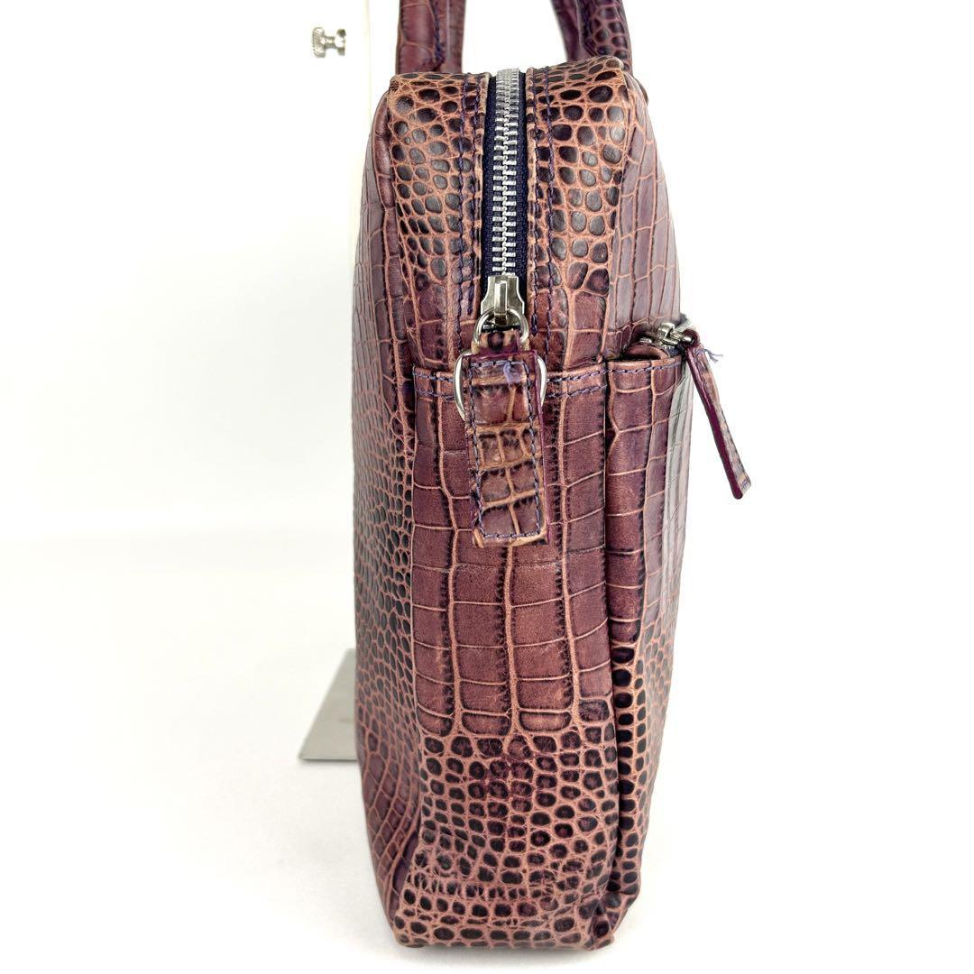1円~ 美品 GAGA MILAMO ガガミラノ クロコ 型押し ビジネスバッグ