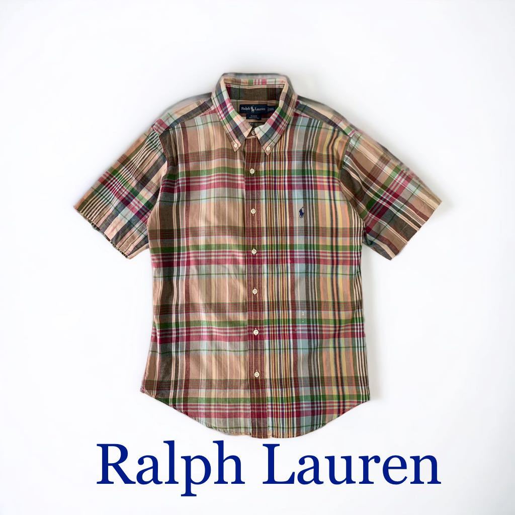 90's VINTAGE Ralph Lauren ボタンダウン 半袖シャツ チェックシャツ BLAKE 旧タグ インドマドラス マドラスチェック ラルフローレン