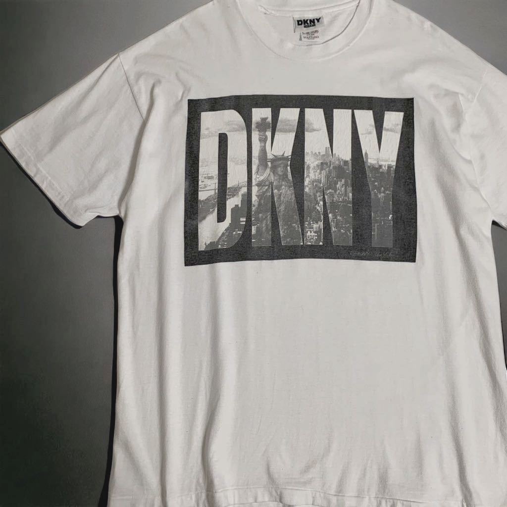 希少 90's USA製 VINTAGE DKNY NEW YORK フォトTシャツ 自由の女神 90年代 ダナキャラン ニューヨーク D.K.N.Y JEANS 90s 古着 ビンテージの画像2