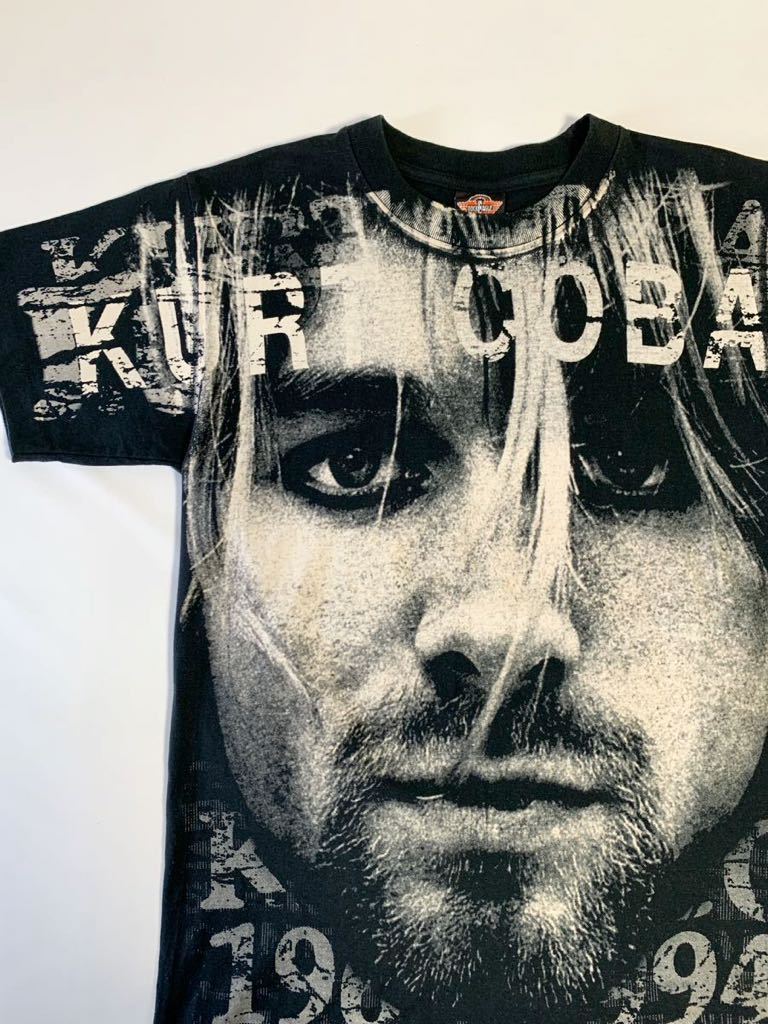 美品 90's VINTAGE NIRVANA KURT COBAIN 特大 フォトプリント 半袖 Tシャツ バンドT ロックT ニルヴァーナ カートコバーン 90年代 シングル_画像3