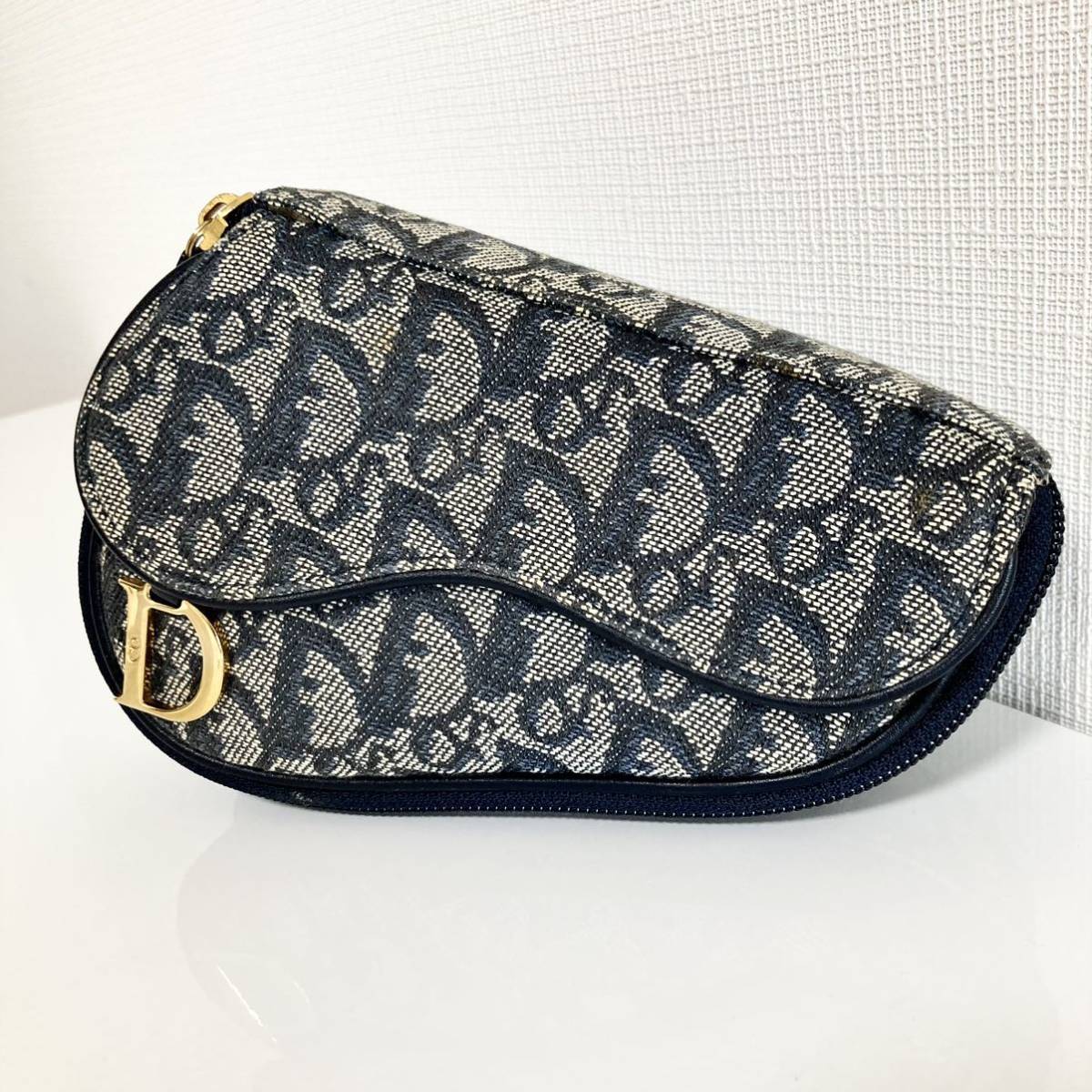 Dior クリスチャンディオール サドル トロッター ネイビー ゴールド