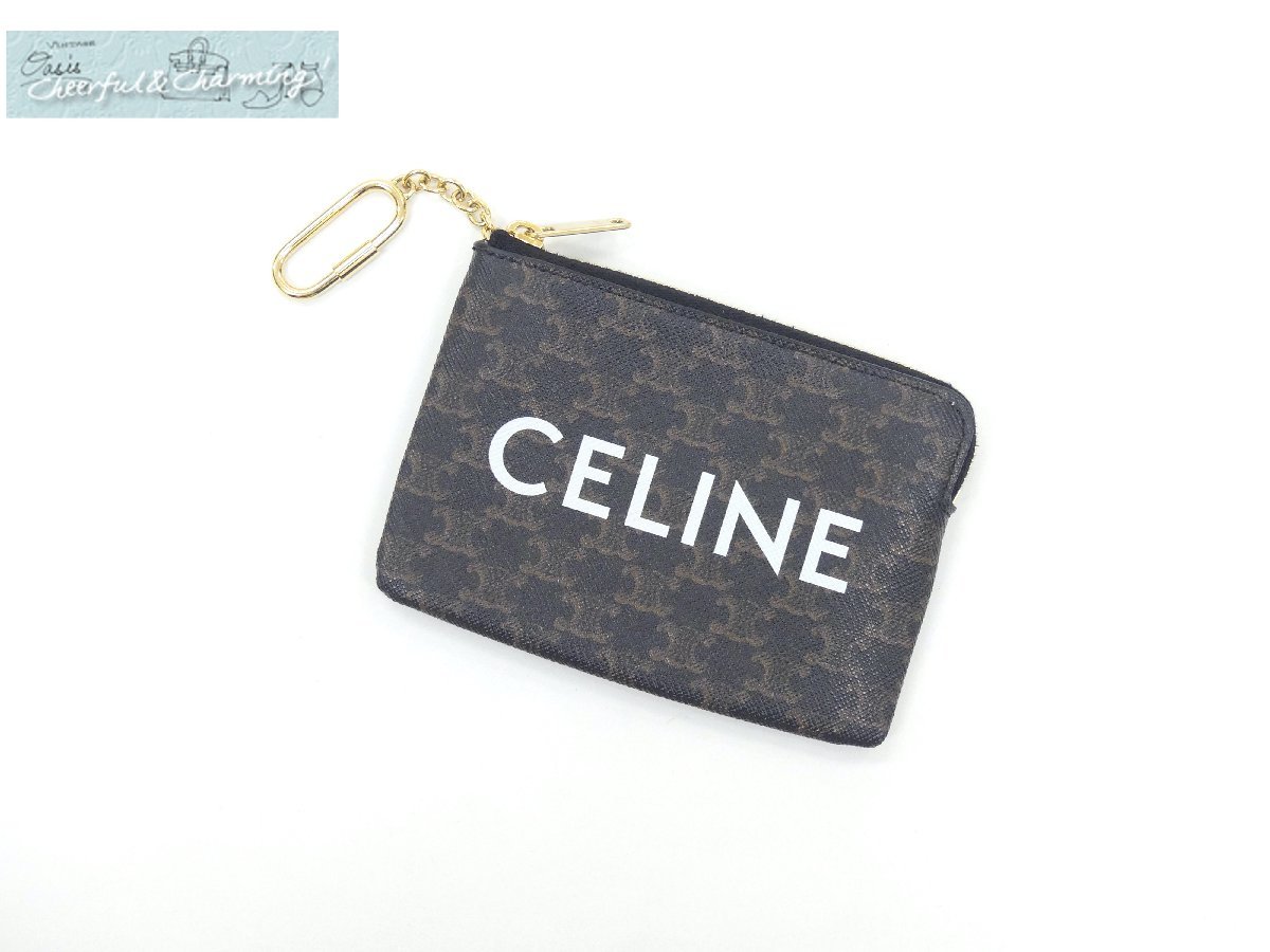 CELINE コイン&カードケース ブラック トリオンフキャンバス