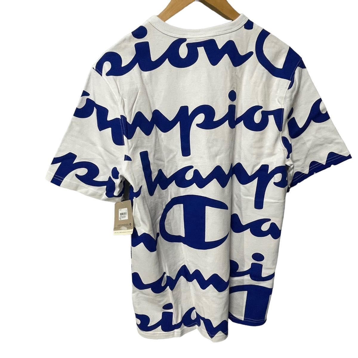 【新品】タグ付き　champion チャンピオン　総柄　ヘリテージtシャツ　オーバーサイズ　ゆったり　ストリート　ブルー