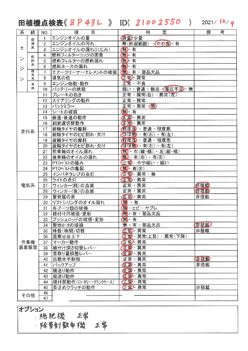 クボタ　田植機　ZP43L　4条　ツーウェイスタート　パワステ　施肥　除草剤散布機　動作確認済み　広島県内,近郊のみ配送無料_画像9