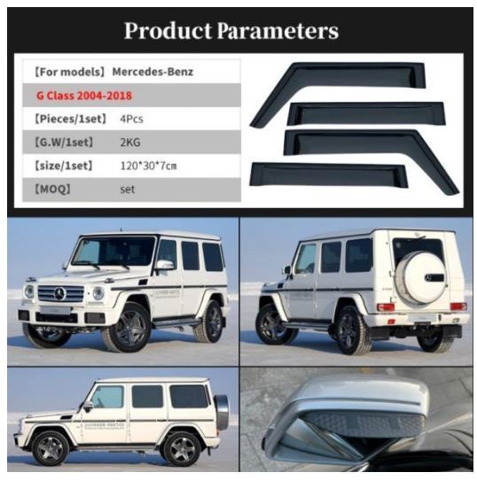 メルセデス ベンツ Gクラス W463型 G500 G63AMG G65AMG ドア サイド ウインドウ　バイザー サイド　ガーニッシュ_画像2