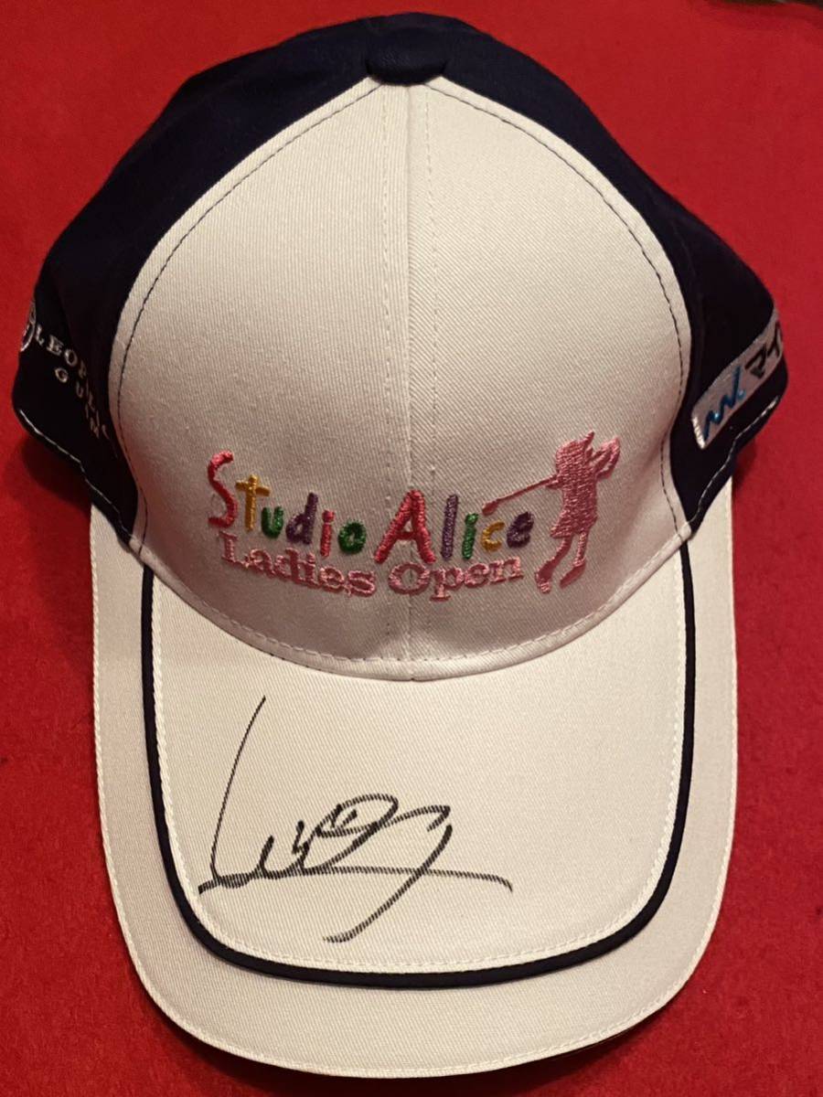 JLPGA.. Hyuga city . with autograph Studio Alice Lady's open convention memory cap new goods ②