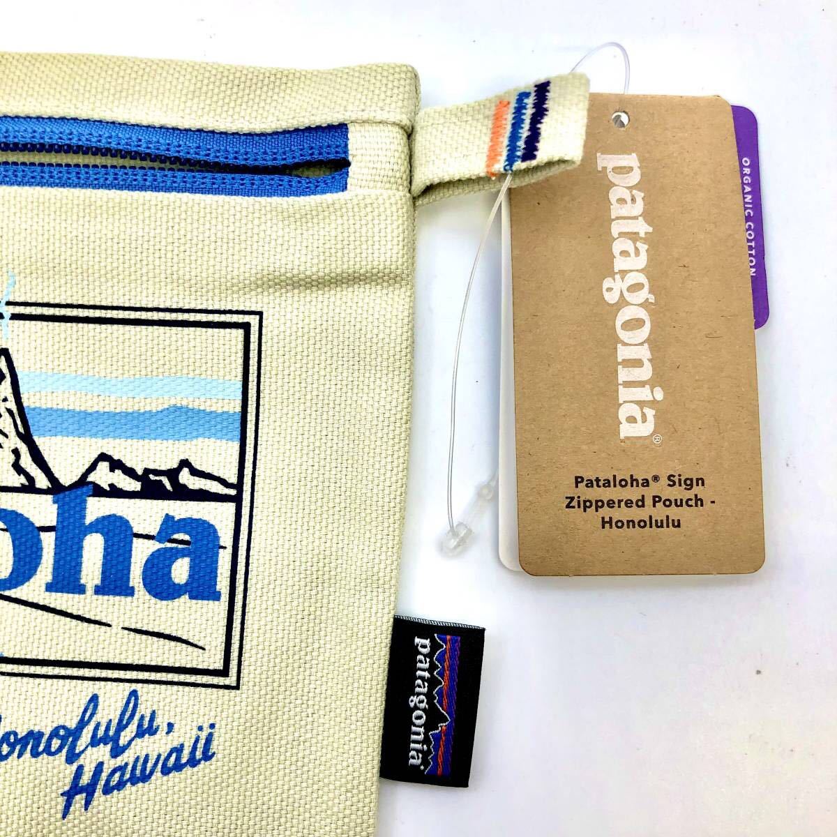 【パタゴニアハワイ限定】Patagonia LEANING PALM ZIPPERED POUCH HONOLULUポーチ PATALOHA パタアロハ オーガニックコットン 青色　新品_画像2