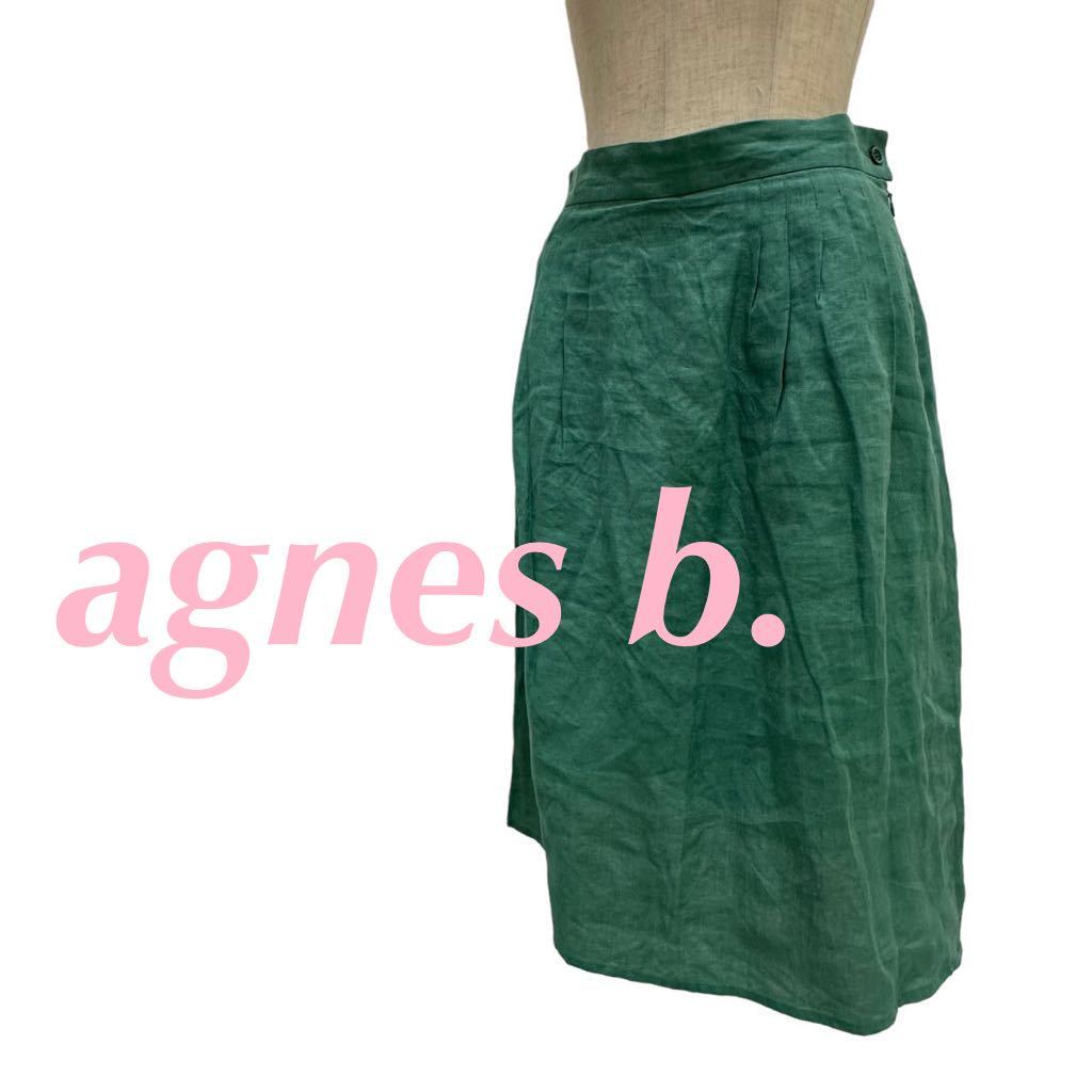 a98N agnes b. アニエス ベー スカート size36 グリーン系 普段使い レディース_画像1