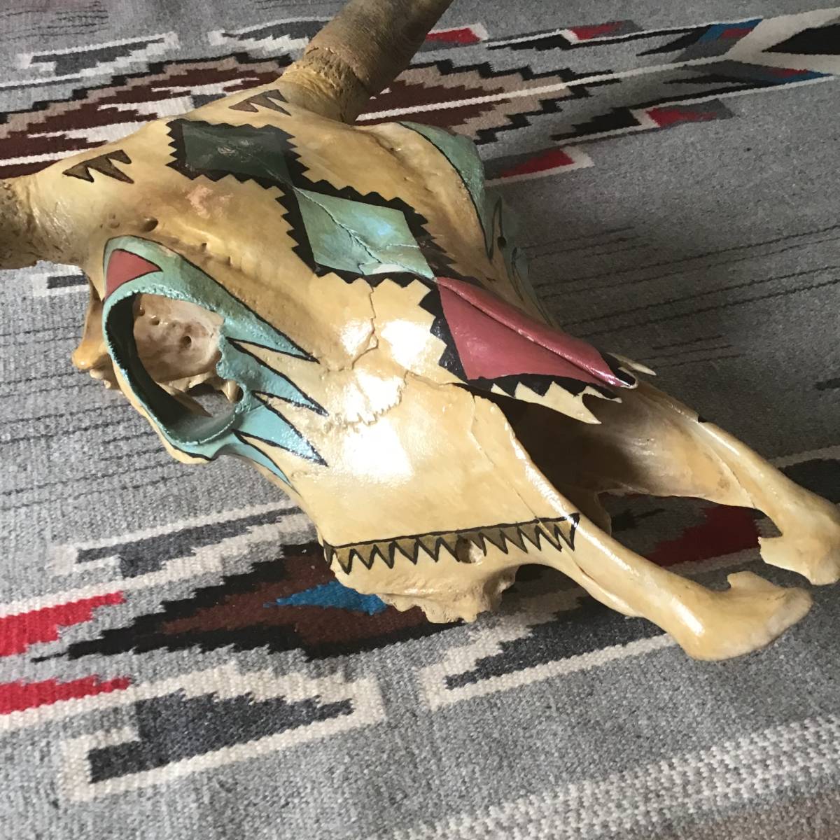 Rare Native American Arts & Crafts】ナバホ ペイント バイソン Rare Native American Arts & Crafts】ナバホ ペイント バイソン