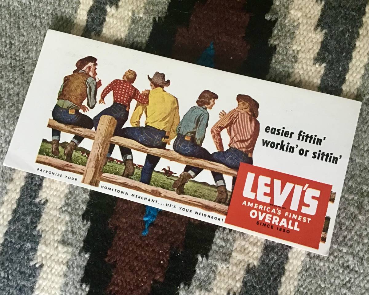 NOS 40s 激レア Vintage LEVI’S オーバーオール コレクタブル ノベルティ インク ブロッター ポスター / 50s 501 506 507 XX BigE 大戦_画像1