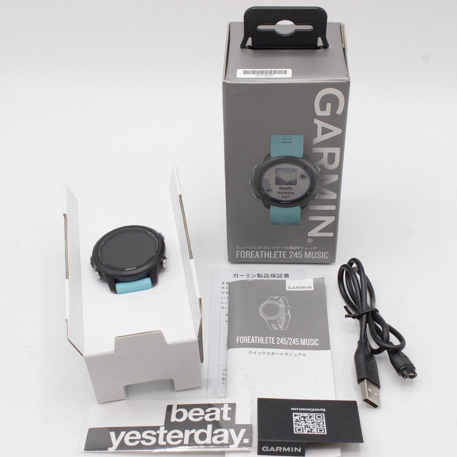 美品】GARMIN ForeAthlete 245 Music Black Aqua 010-02120-72