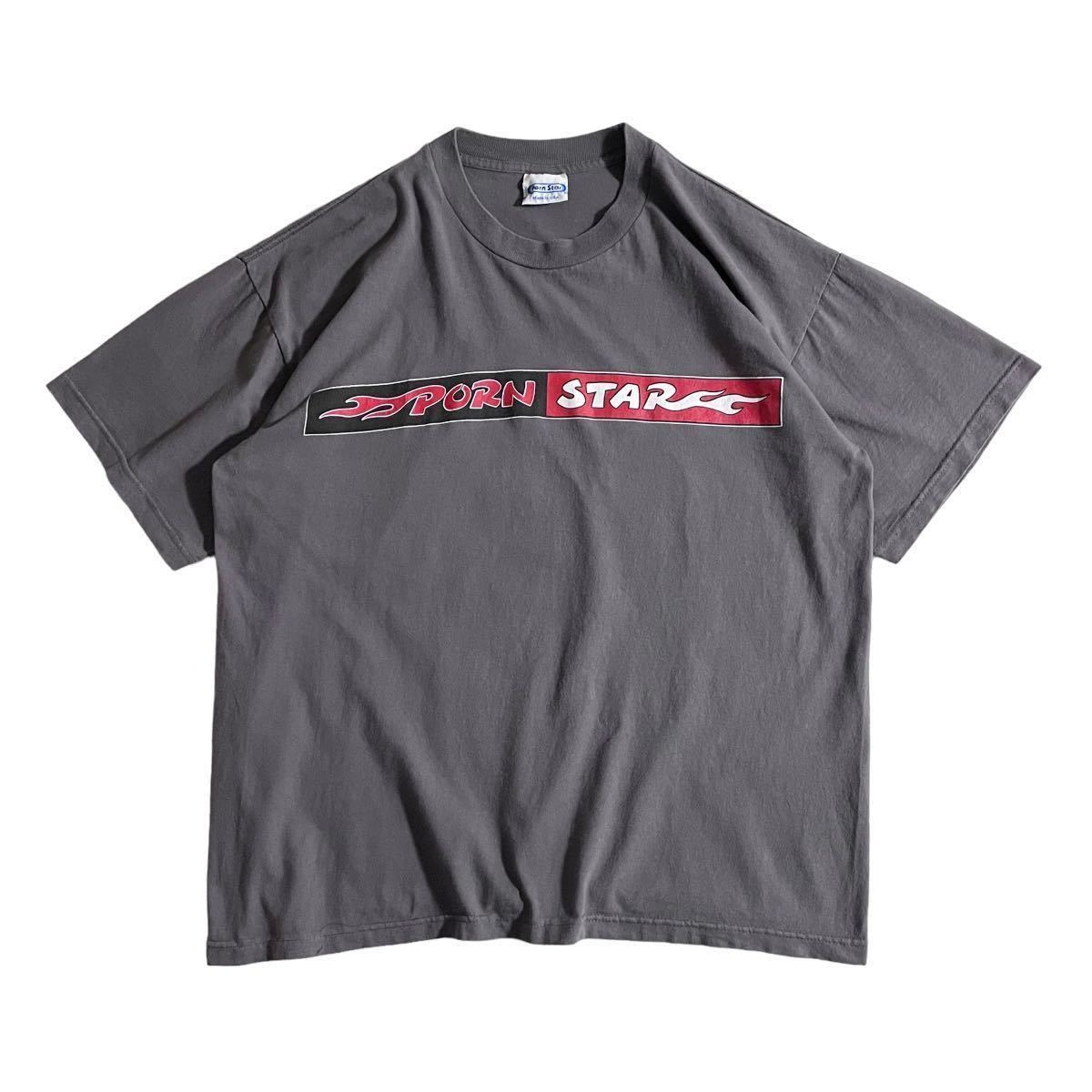 レア【90s USA製 Porn Star ロゴプリント Tシャツ XL】ビンテージ スケボー santa cruz powell thrasher エロプリ zorlac パロディ 古着