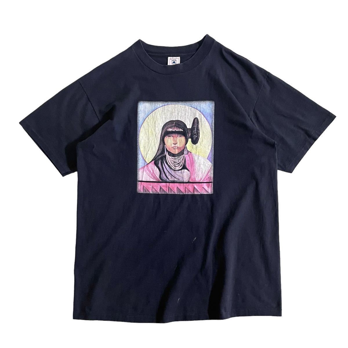 レア【90s USA製 女性 アート プリント Tシャツ XL】ビンテージ DELTA