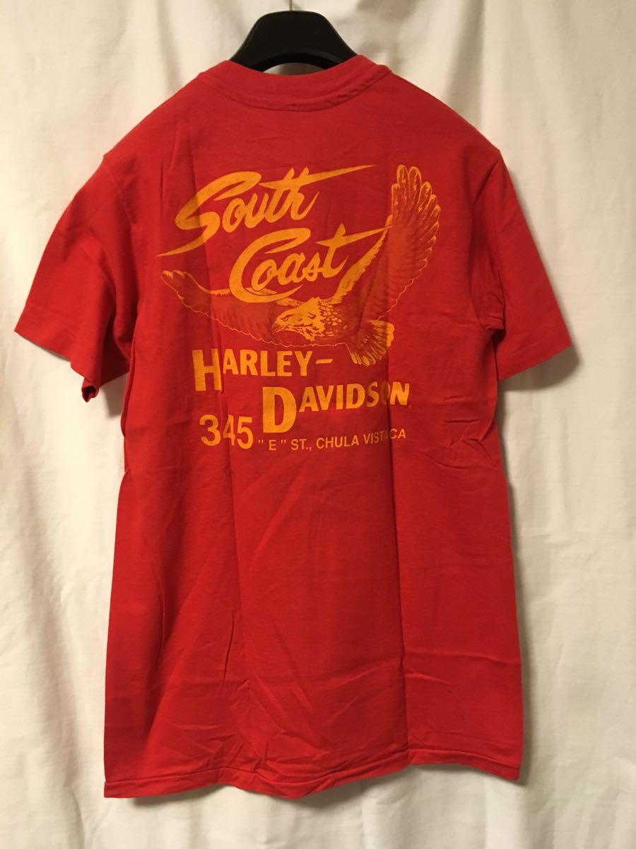 80s 90s Harley-Davidson ビンテージ ポケット Tシャツ ハーレー ダビッドソン シングルステッチ ポケット柄被り レア 赤 タグなし