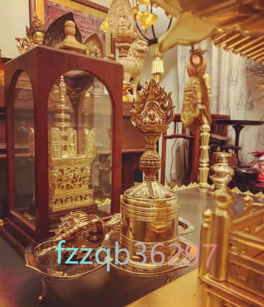 チベット密教法器 宝珠鐘 チベタンベル 真鍮製 金剛鈴 仏教美術 25cm_画像2