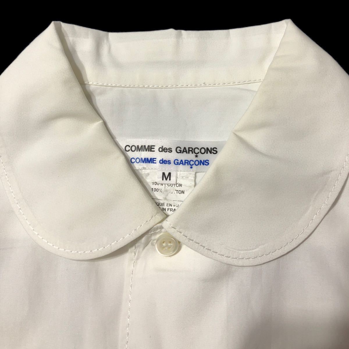 フランス製 ● COMME des GARCONS コムデギャルソン ● 丸襟 長袖 ボタンシャツ ホワイト M_画像7