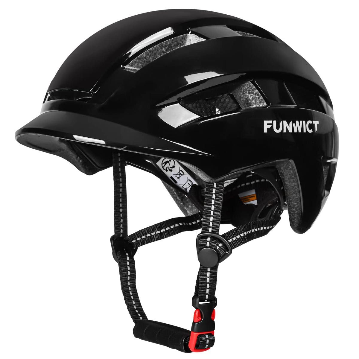 FUNWICT アーバン・シティヘルメット バイザー付 軽量サイクリングヘルメット 大人用 サイズ: M/L(57-62cm)
